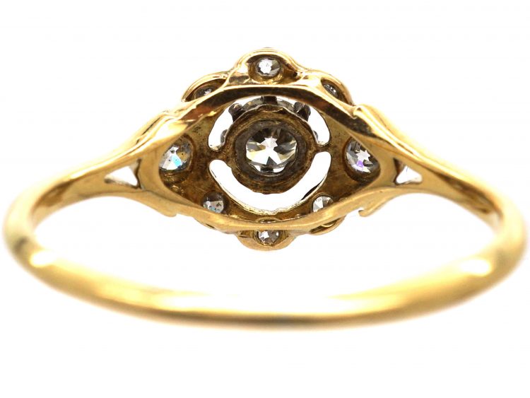 Edwardian 18ct and Platinum, Diamond Openwork Cluster Ring