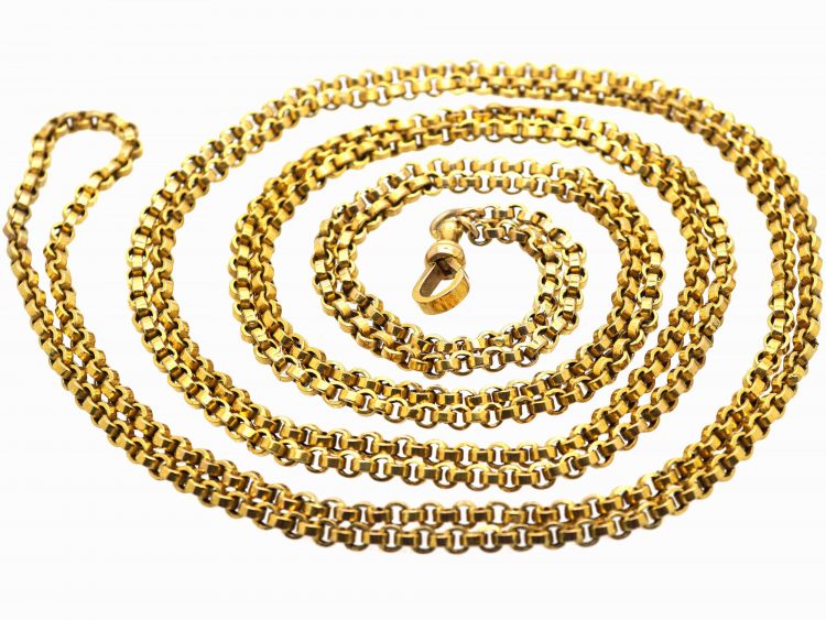 Victorian 9ct Gold Guard Flat Edged Links Chain with Dog Clip