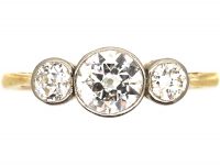 Edwardian 18ct Gold and Platinum Diamond Three Stone Ring