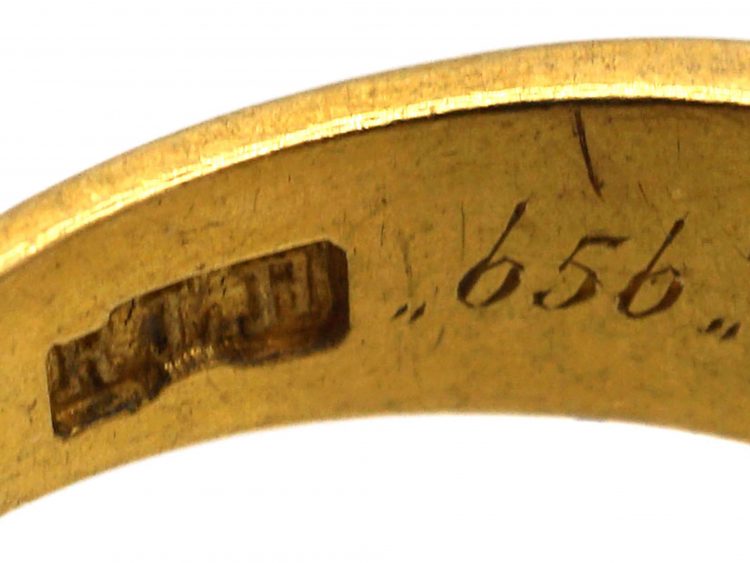 Victorian 18ct Gold Ruby & Diamond Three Stone Gypsy Ring