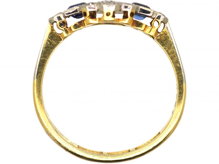 Art Deco 18ct Gold & Platinum, Sapphire & Diamond Ring