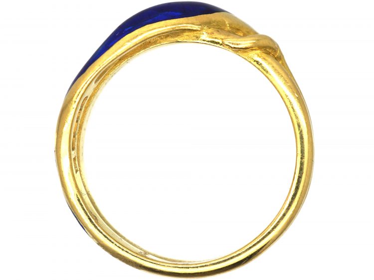 1970s 18ct Gold & Blue Enamel Snake Ring