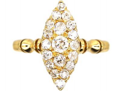 Victorian 18ct Gold Marquise Ring set with Diamonds