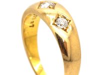 Edwardian 18ct Gold, Three Stone Diamond Gypsy Ring