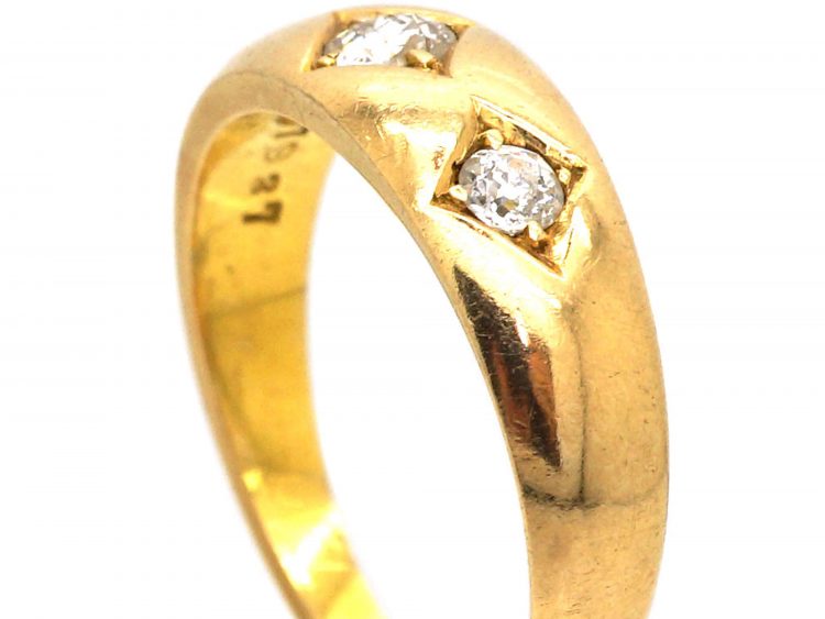 Edwardian 18ct Gold, Three Stone Diamond Gypsy Ring
