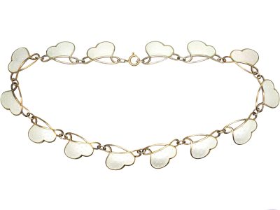 Norwegian Mid 20th Century Silver & White Enamel Necklace by Ivor T Holth