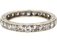 Art Deco Platinum & Diamond Eternity Ring with Incised Decoration on the Sides