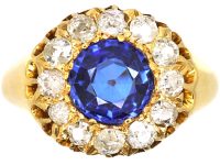Edwardian 18ct Gold, Sapphire & Diamond Cluster Ring