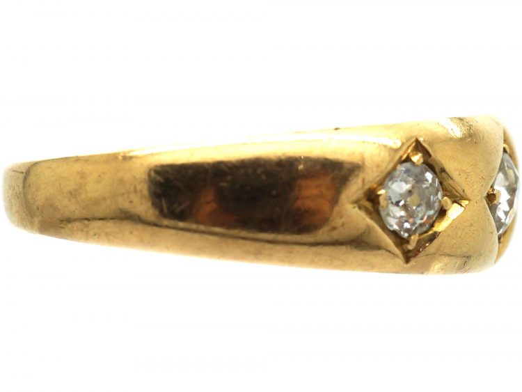 Edwardian 18ct Gold, Three Stone Diamond Gypsy Ring