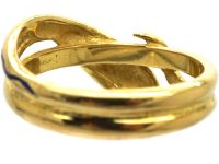 1970s 18ct Gold & Blue Enamel Snake Ring