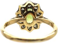 18ct Gold, Peridot & Diamond Cluster Ring