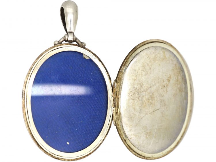 Victorian Silver & Two Colour Gold Overlay Locket with Flower Motif