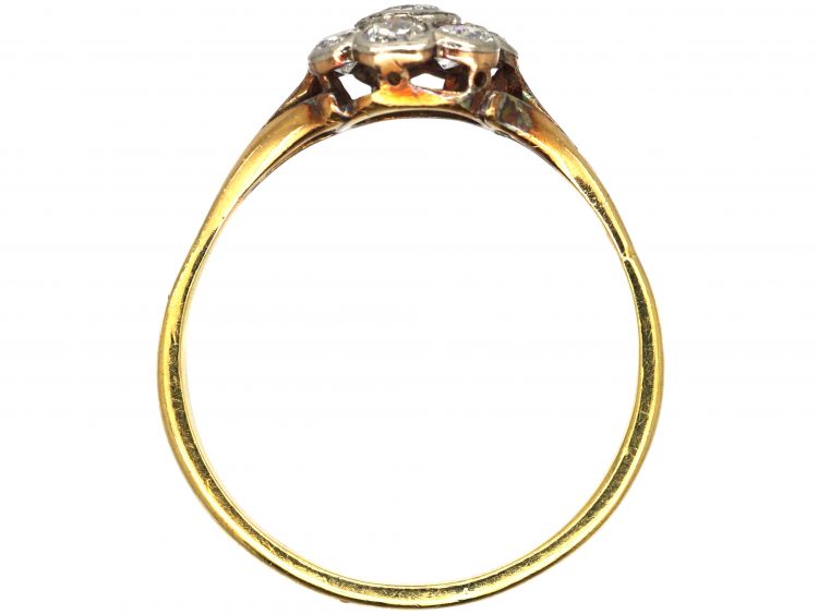 Edwardian 18ct Gold & Platinum, Diamond Daisy Cluster Ring