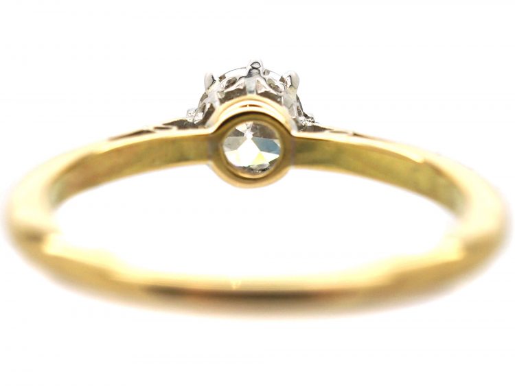 Art Deco 18ct Gold & Platinum, Diamond Solitaire Ring