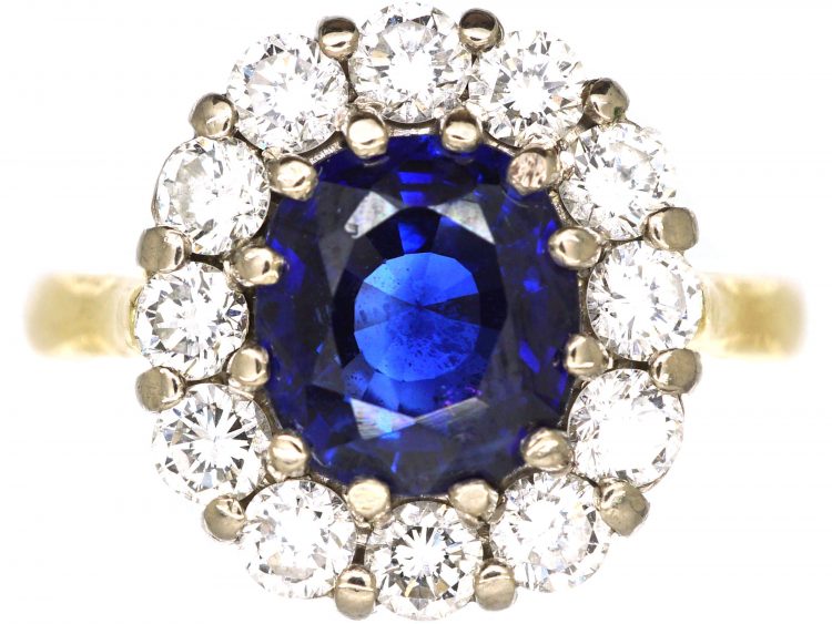 18ct Gold, Sapphire & Diamond Cluster Ring by Deakin & Frances