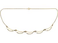 Mid 20th Century Silver & White Enamel Sail Necklace by Aksel Holmsen