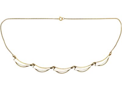 Mid 20th Century Silver & White Enamel Sail Necklace by Aksel Holmsen