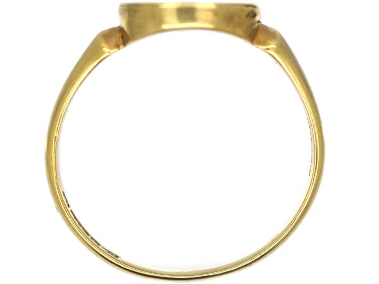 Edwardian 9ct Gold Signet Ring with Hinged Hidden Locket