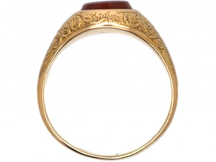 Victorian 15ct Gold & Carnelian Signet Ring with Initial D