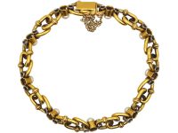 Edwardian 18ct Gold & Platinum, Natural Pearls & Diamond Bracelet