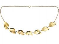 1950s White Enamel Lily Pad Necklace by Finn Jensen