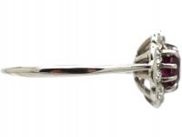 Edwardian Platinum, Ruby & Diamond Cluster Ring