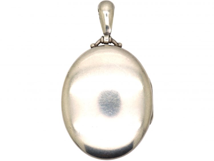 Victorian Silver & Two Colour Gold Overlay Locket with Flower Motif