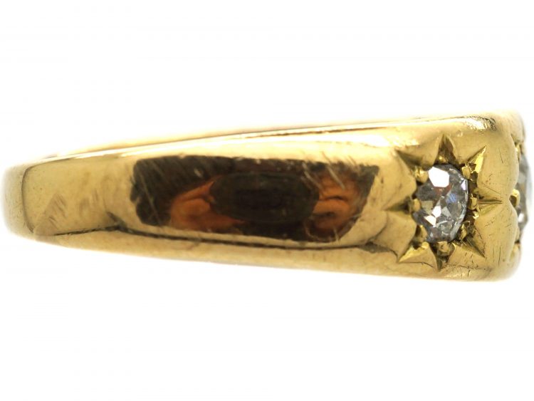 Victorian 18ct Gold, Three Stone Diamond Gypsy Ring