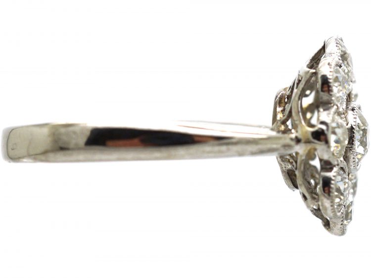 Edwardian 18ct White Gold, Diamond Oval Cluster Ring