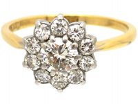 18ct Gold & Platinum, Diamond Daisy Cluster Ring