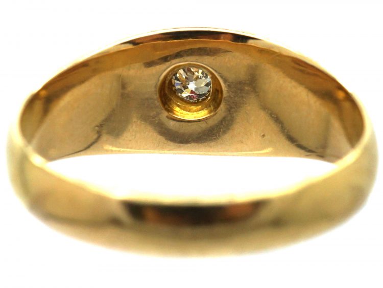 Victorian 18ct Gold, Single Stone Diamond Gypsy Ring