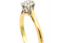 Art Deco 18ct Gold & Platinum, Diamond Solitaire Ring
