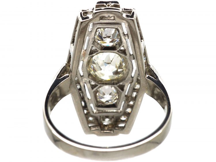 Art Deco 18ct White Gold & Platinum, Diamond Geometric Ring
