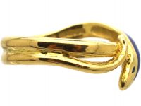 1970s 18ct Gold & Blue Enamel Snake Ring