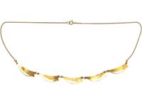 Mid 20th Century Silver & White Enamel Sail Necklace by Aksel Holmsen