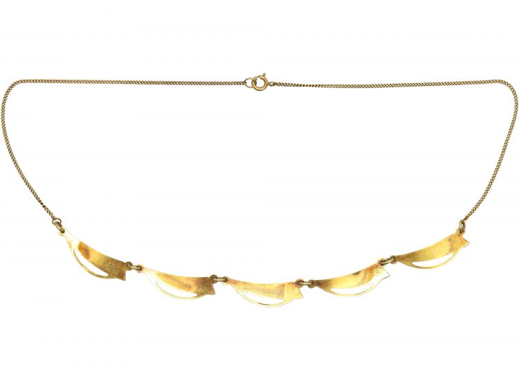 Mid 20th Century Silver & White Enamel Sail Necklace by Aksel Holmsen