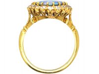 Edwardian 18ct Gold, Precious Black Opal & Diamond Cluster Ring
