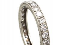Art Deco Platinum & Diamond Eternity Ring with Incised Decoration on the Sides