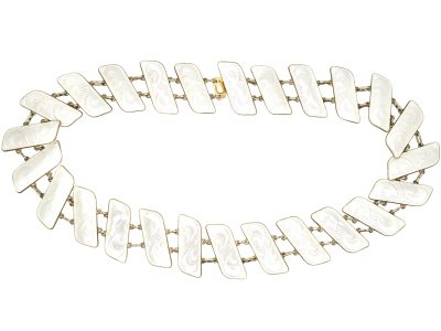 Mid 20th Century Silver & White Enamel Slanting Collar by JB Balruud