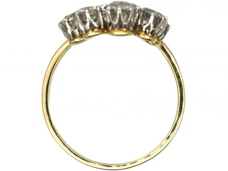 Art Nouveau 14ct Gold & Platinum, Diamond Giardinetti Ring