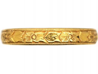 Edwardian 22ct Gold Wedding Ring with Flower Detail