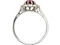 Edwardian Platinum, Ruby & Diamond Cluster Ring
