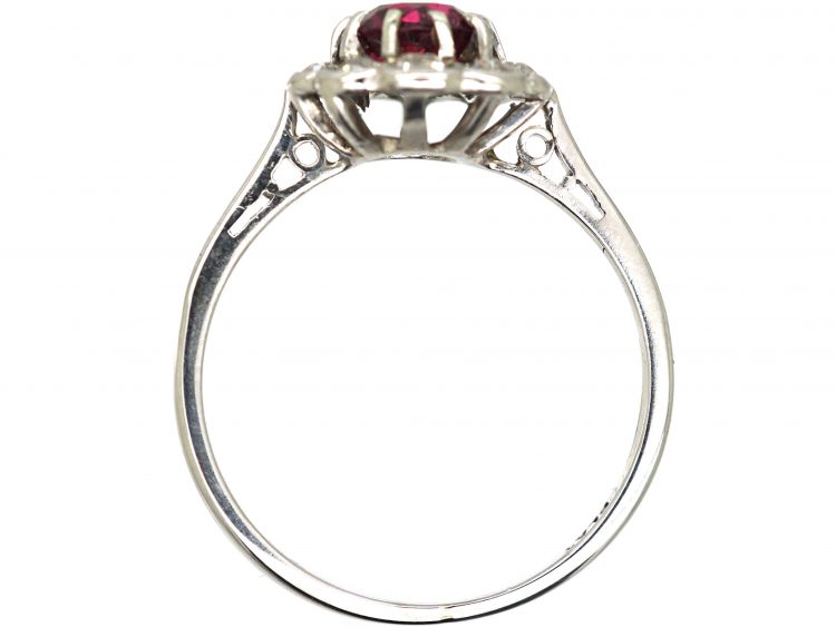 Edwardian Platinum, Ruby & Diamond Cluster Ring
