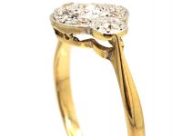 Art Deco 18ct Gold & Platinum, Diamond Cluster Ring with a Diamond on Either Side