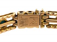 Edwardian 15ct Gold Turquoise & Diamond Gate Bracelet