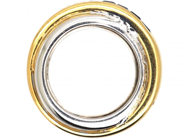 18ct Two Tone Gold and Sapphire Double Band Ring by Cartier