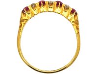 Edwardian 18ct Gold, Four Stone Ruby & Diamond Ring