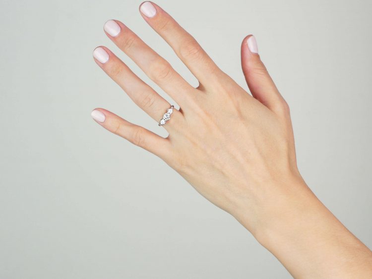 Art Deco Platinum, Three Stone Diamond Ring by Deakin & Francis