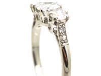 Art Deco Platinum, Three Stone Diamond Ring by Deakin & Francis