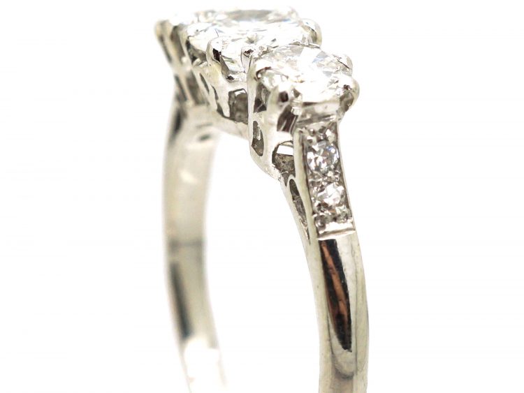 Art Deco Platinum, Three Stone Diamond Ring by Deakin & Francis